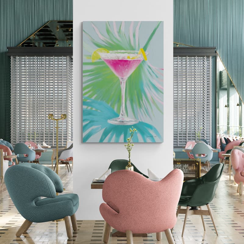 Tropical Cocktails II by Danhui Nai wall art in a living room