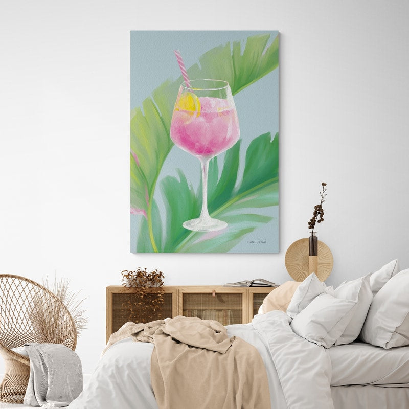 Tropical Cocktails IV by Danhui Nai wall art in a bedroom