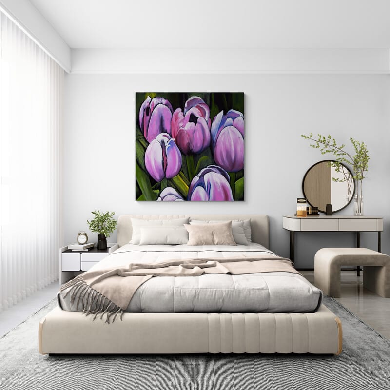 Tulips by Marina Strijakova wall art in a bedroom