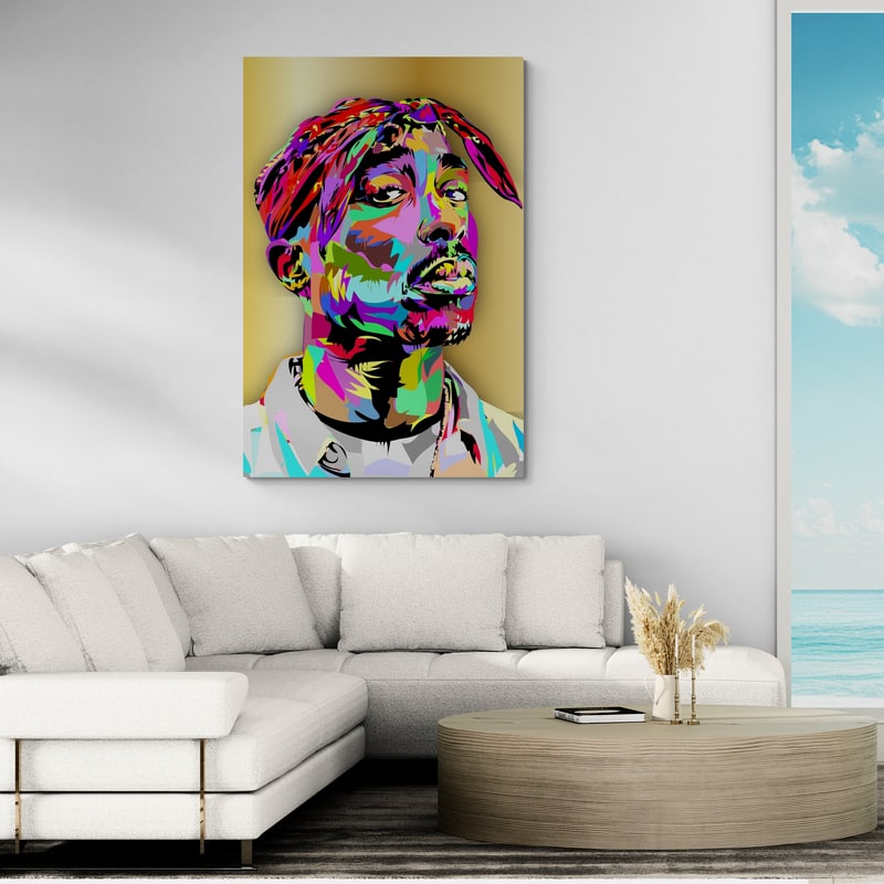 Tupac Orange 2024 by Technodrome1 wall art in a living room
