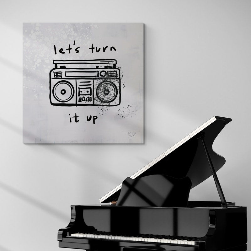 Turn It Up I by Kent Youngstrom wall art in a living room