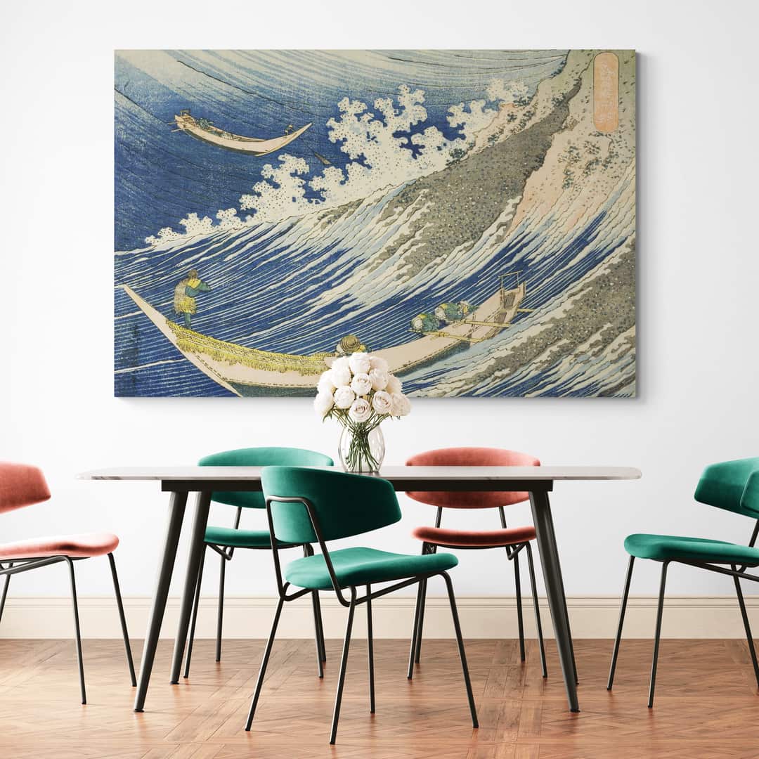 Two Small Fishing Boats on the Sea by Katsushika Hokusai wall art from Glam Wall Art