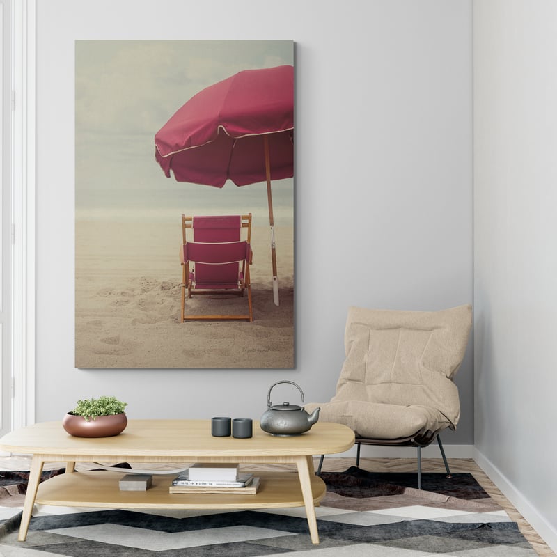 Under the Umbrella I by Elizabeth Urquhart wall art in a living room