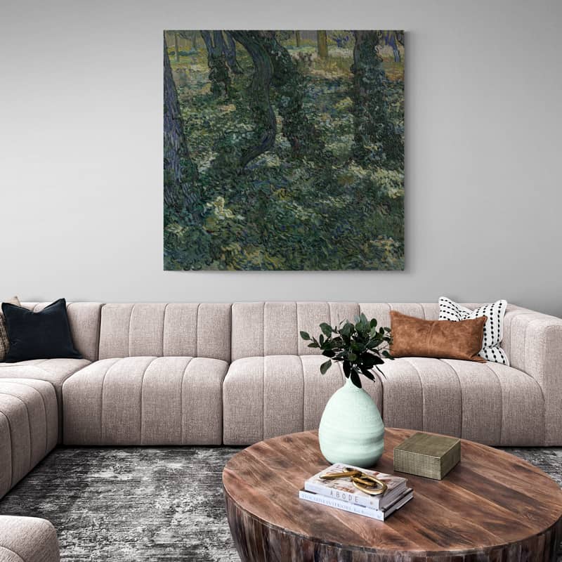 Undergrowth with Ivy 1889 II by Vincent Van Gogh wall art in a living room