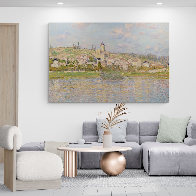 Vetheuil by Claude Monet wall art in a living room