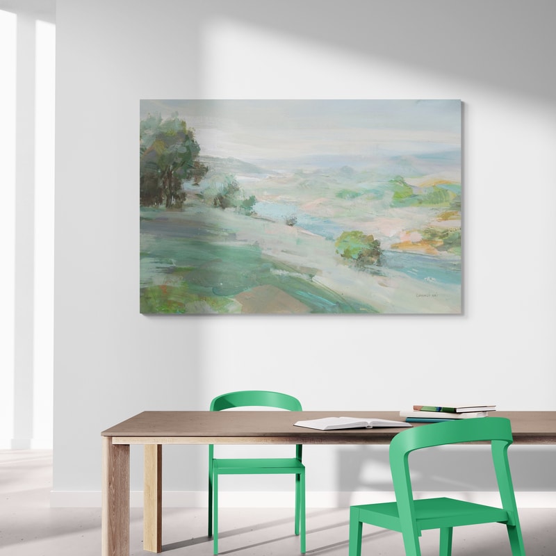 Valley In Sunshine by Danhui Nai wall art in a dining room