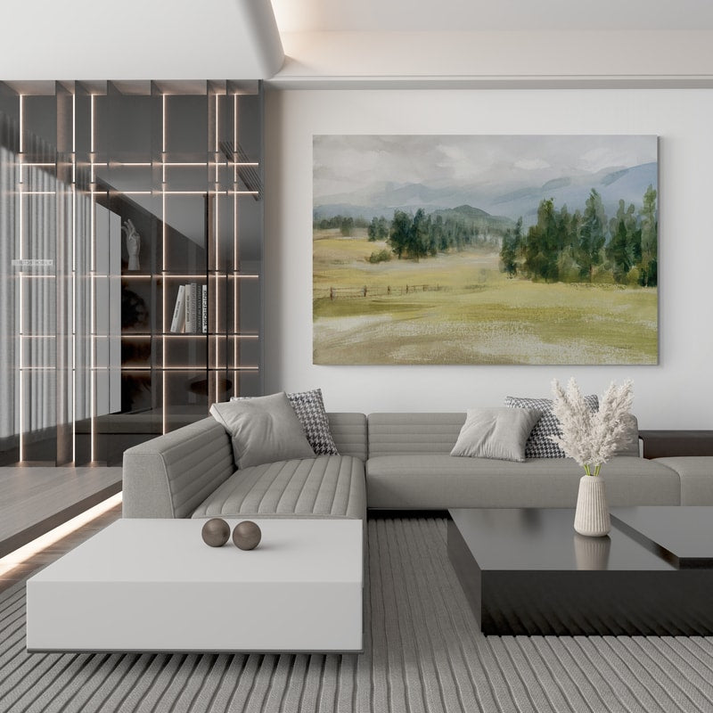 Valley Retreat by Danhui Nai wall art in a living room