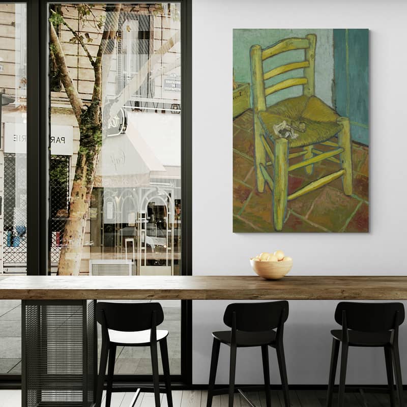 Van Gogh's Chair 1889 by Vincent Van Gogh wall art in a dining room