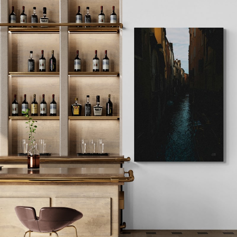 Venice Canal by Max Blakesberg Studios wall art in a living room