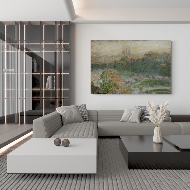 View of the Tuileries, Study 1876 by Claude Monet wall art in a living room