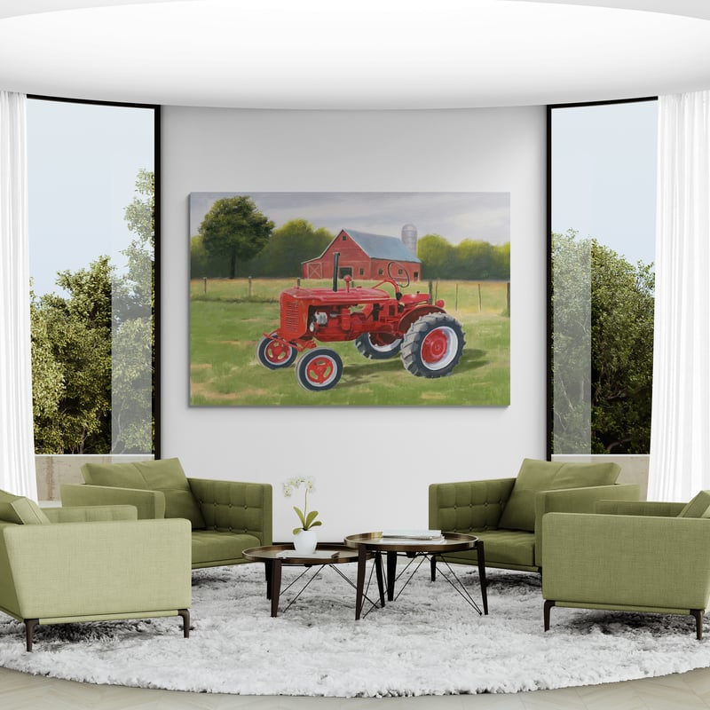 Vintage Tractor by James Wiens wall art in a living room