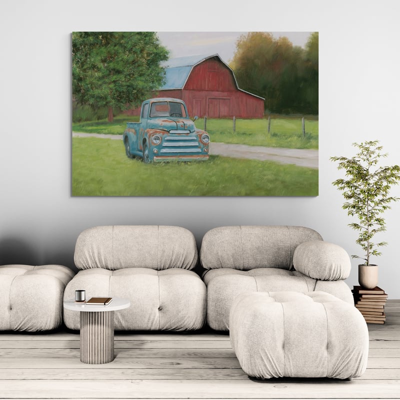 Vintage Truck by James Wiens wall art in a living room
