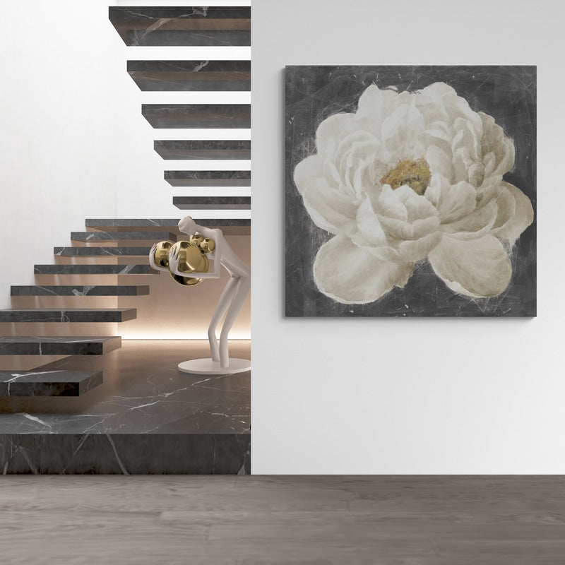 Vivid Floral I White Flower by Danhui Nai wall art in a hallway