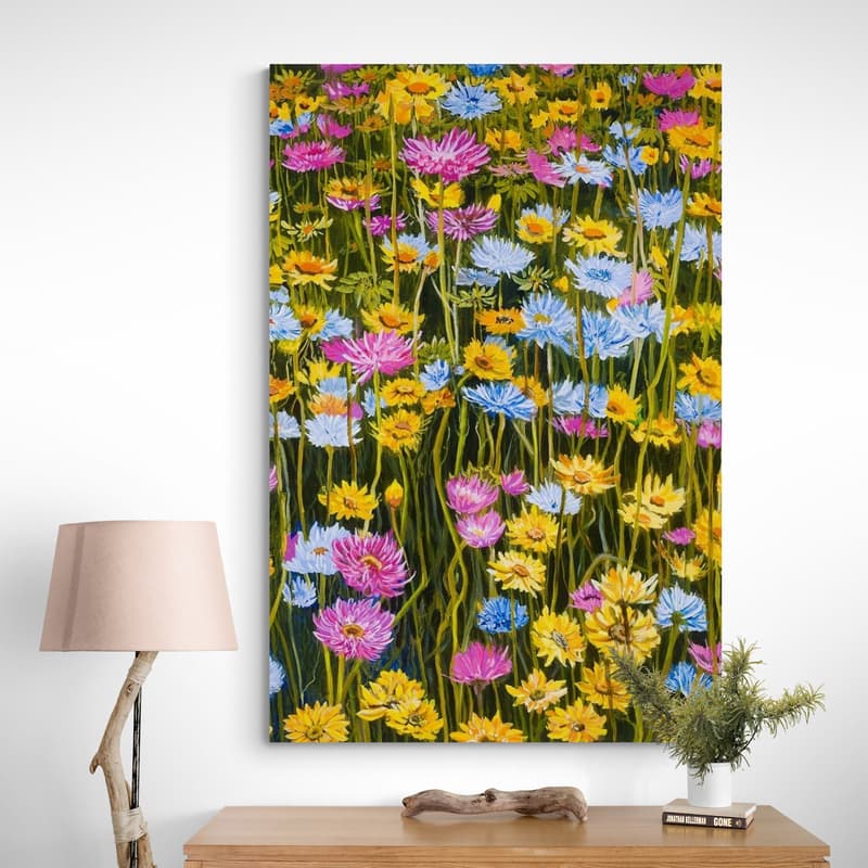Wall of Flowers by Marina Strijakova wall art in a hallway