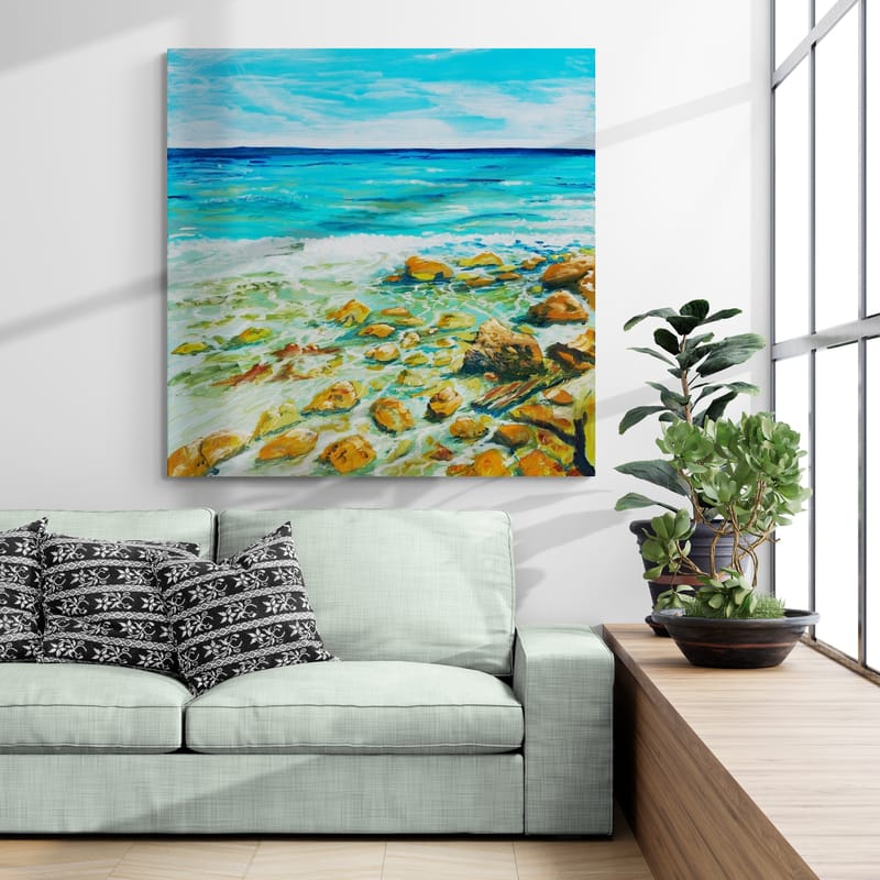 Watchin' the Tide by Marina Strijakova wall art in a living room