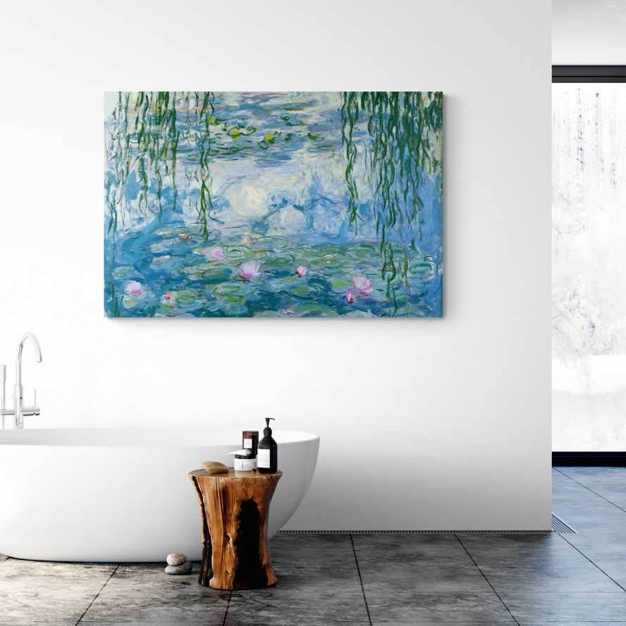 Water Lilies 1916-1919 II by Claude Monet wall art in a bathroom