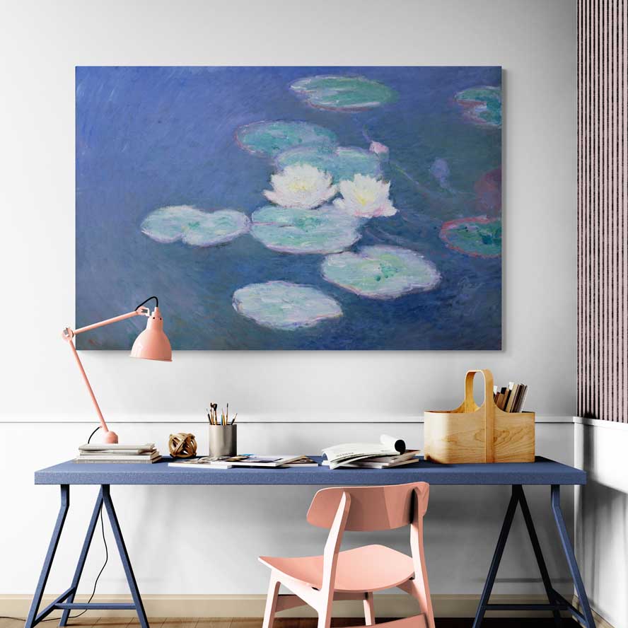 Water Lilies, Evening Effect 1897-1898 by Claude Monet wall art from Glam Wall Art