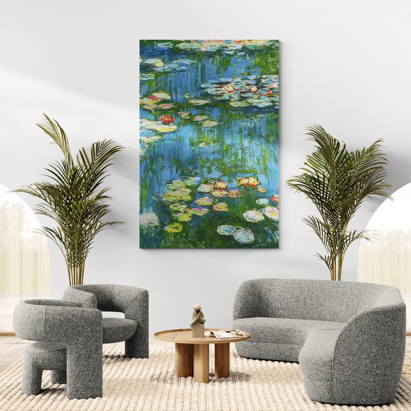Water Lilies I 1897-1899 by Claude Monet wall art in a living room