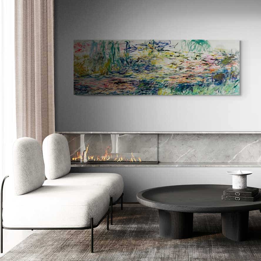 Water Lilies 1919-1920 by Claude Monet wall art in a living room