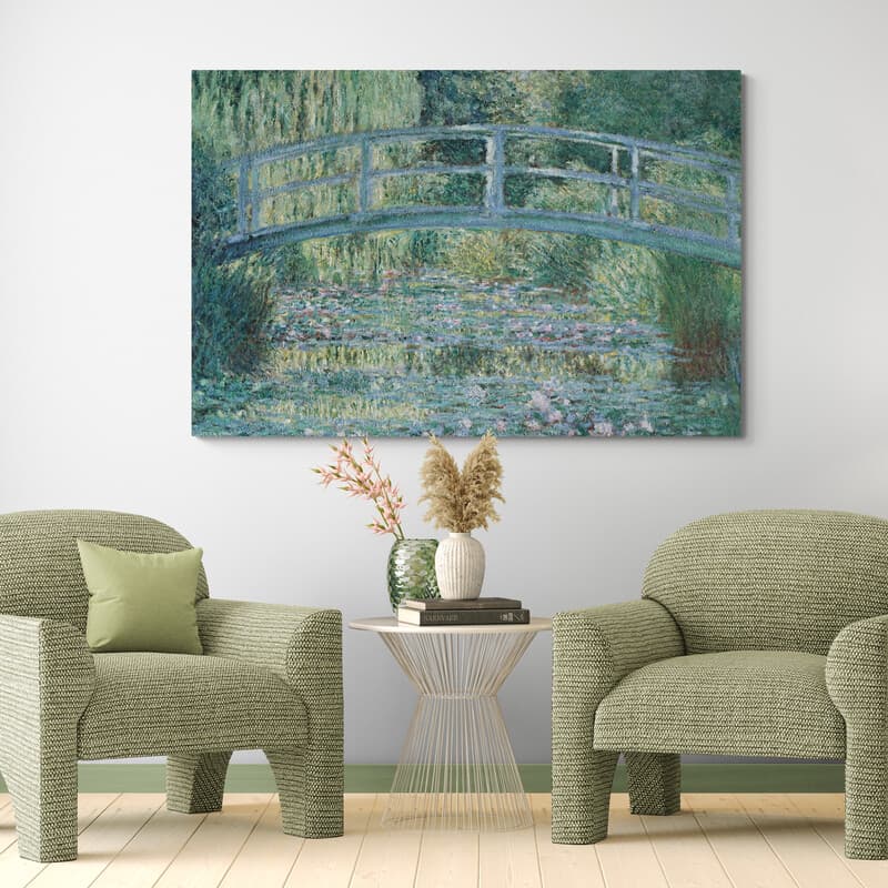 Water Lily Pond, Harmony in Green 1899 II by Claude Monet wall art in a living room
