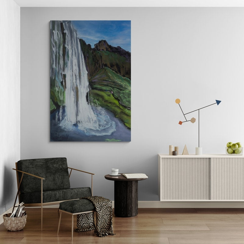 Waterfall by Marina Strijakova wall art in a living room