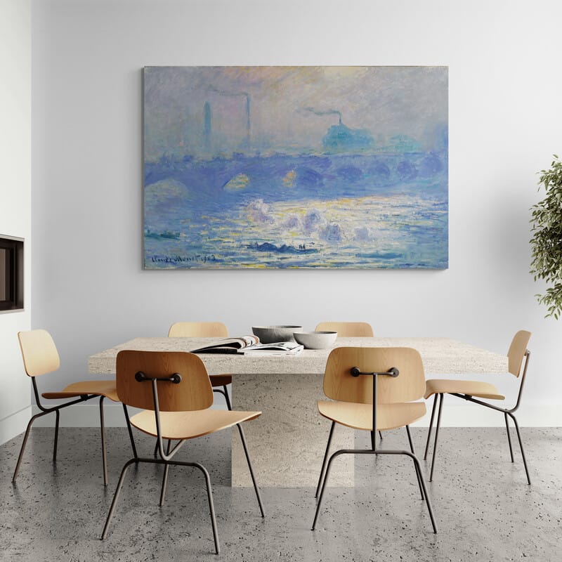 Waterloo Bridge 1903 by Claude Monet wall art in a dining room