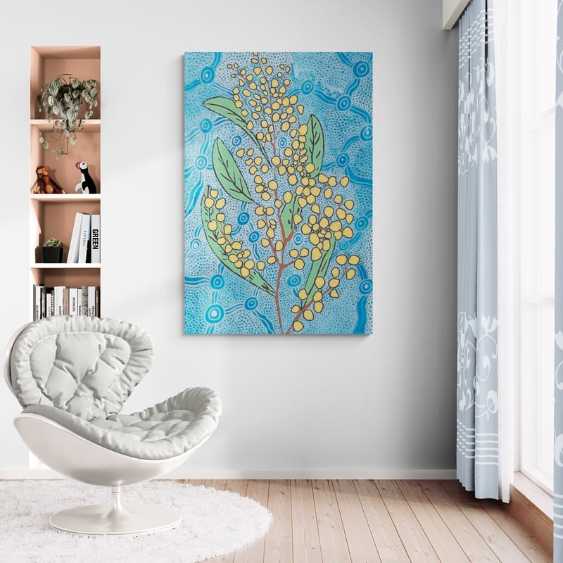Wattleseed by Julianne Wade wall art in a living room
