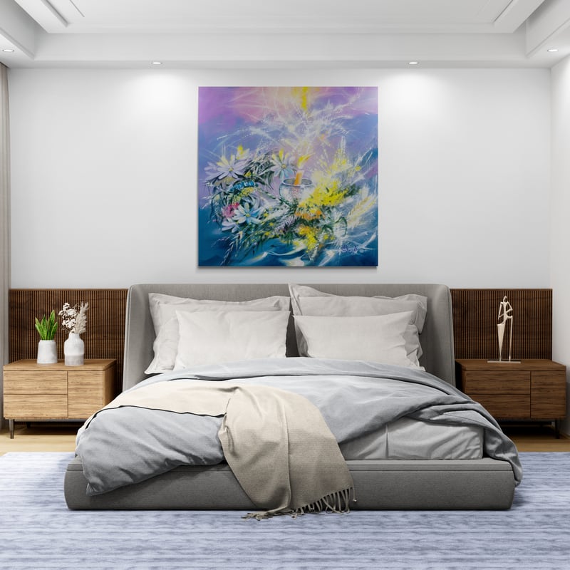 We Stand with Ukraine I by Marina Strijakova wall art in a bedroom