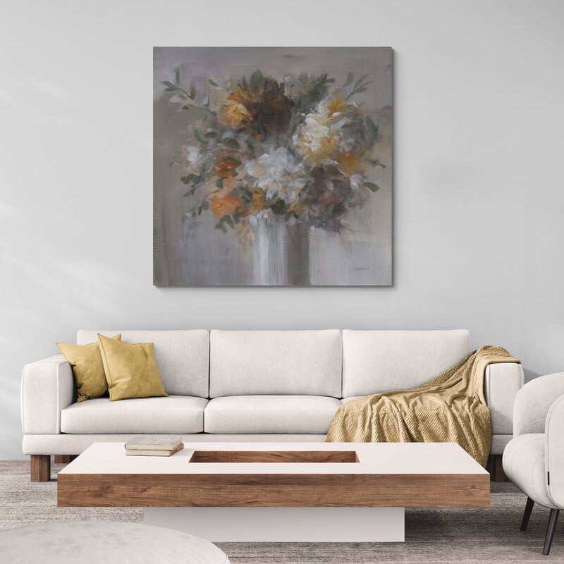 Weekend Bouquet With Green by Danhui Nai wall art in a living room