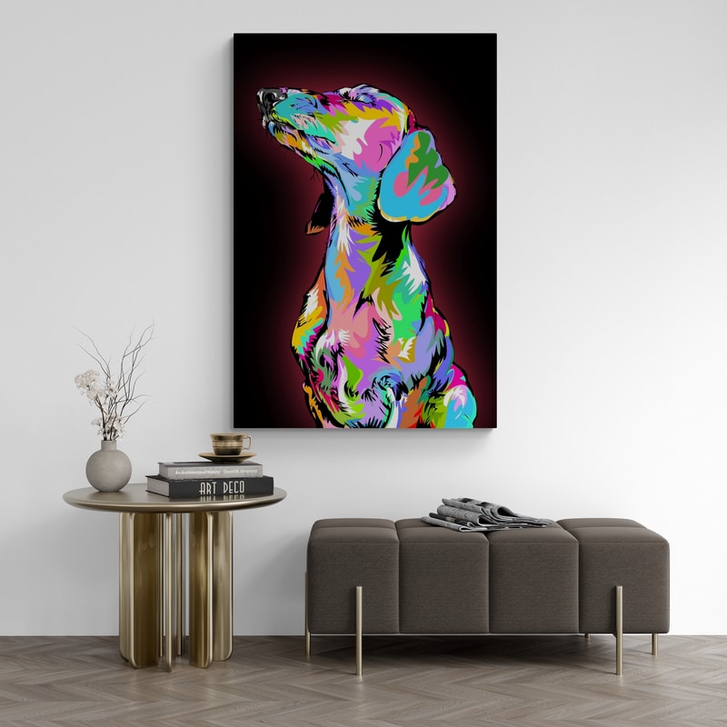 Weiner Dog 2024 by Technodrome1 wall art in a living room