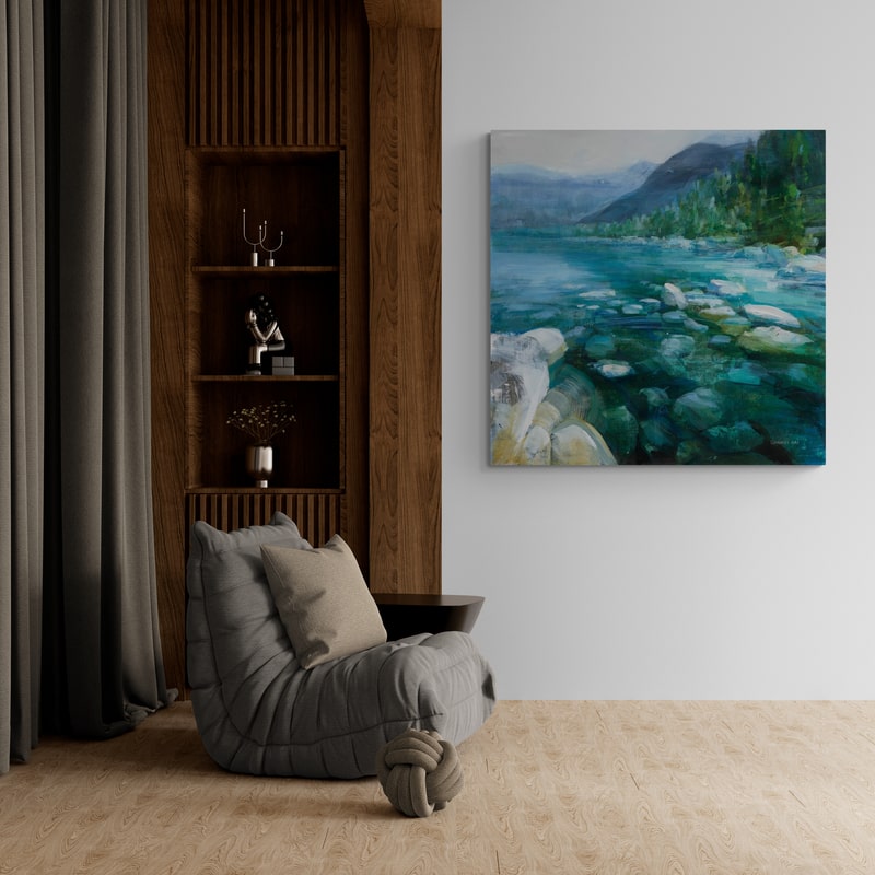 Western Lake II by Danhui Nai wall art in a living room