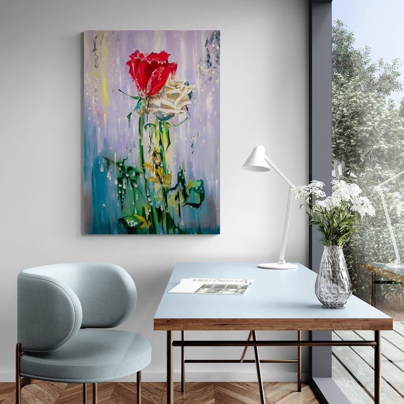 Wet but Happy by Marina Strijakova wall art in a living room