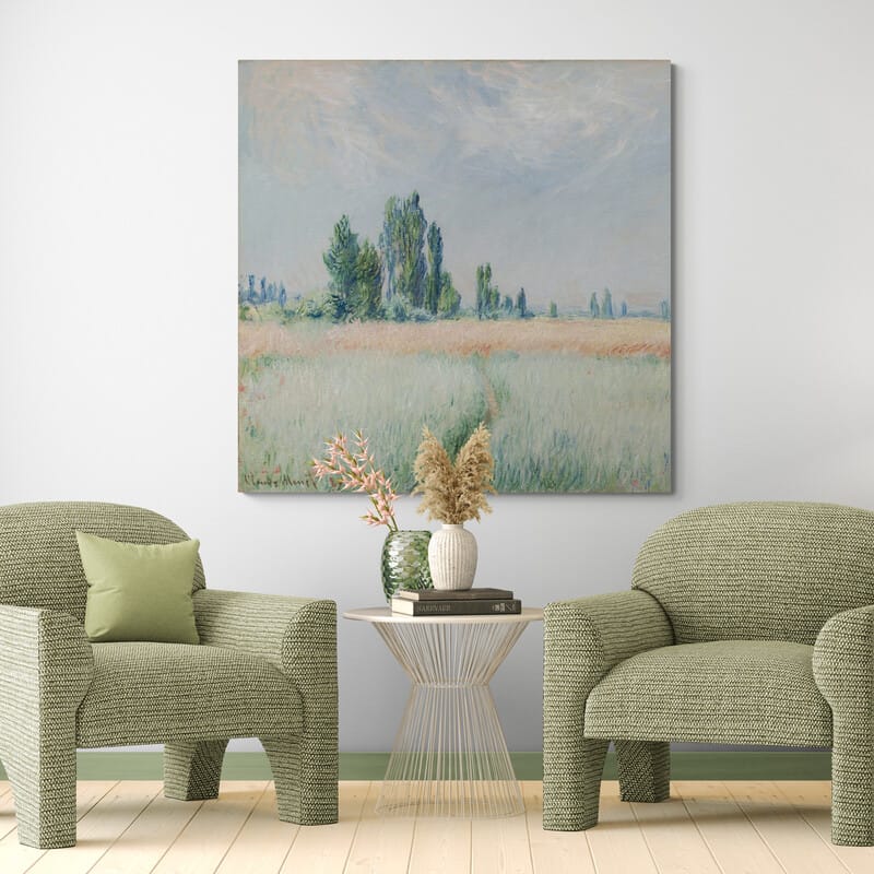 Wheatfield 1881 by Claude Monet wall art in a dining room