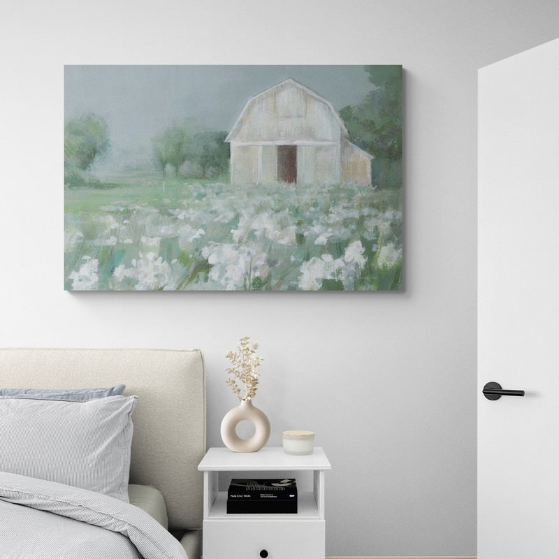 White Barn Meadow by Danhui Nai wall art from Glam Wall Art