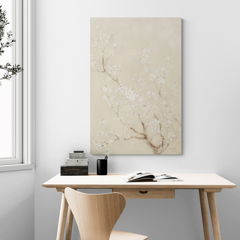 White Cherry Blossoms II Linen by Danhui Nai wall art from Glam Wall Art