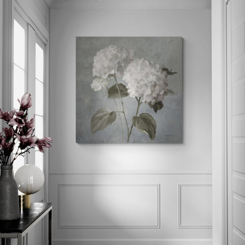 White Hydrangeas by Danhui Nai wall art from Glam Wall Art