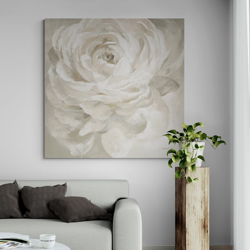 White Rose Gray by Danhui Nai wall art in a living room