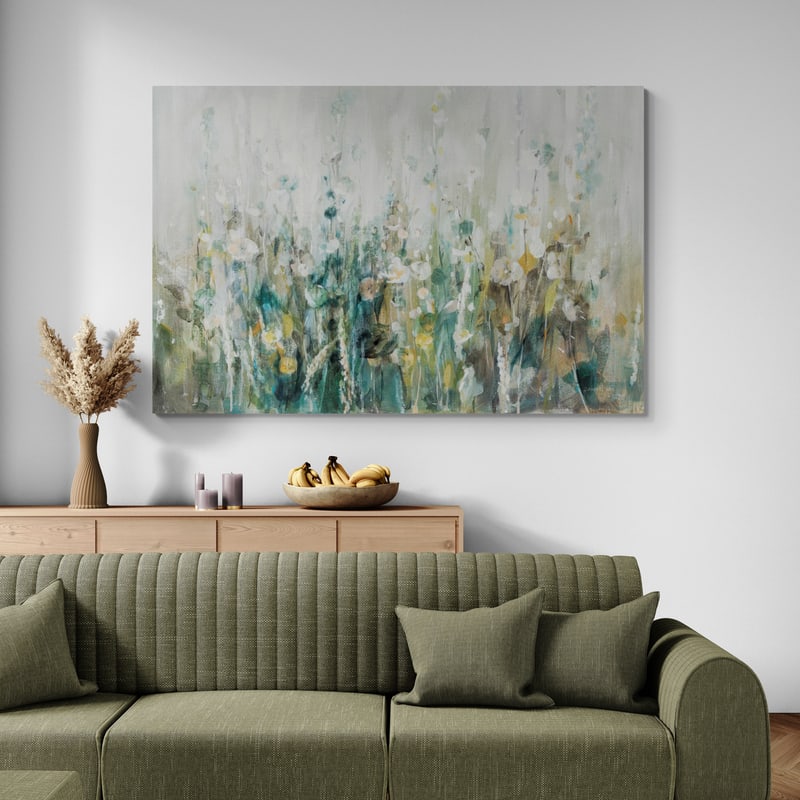 Wildflower Field by Danhui Nai wall art in a living room