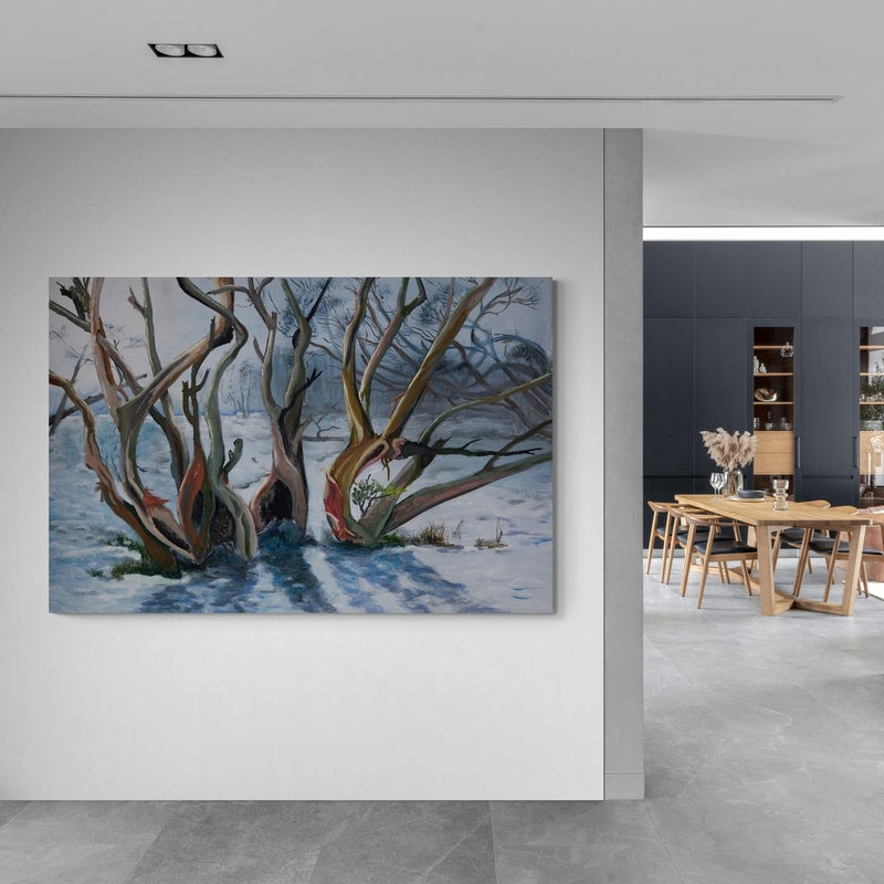 Winter Eucalypti by Marina Strijakova wall art in a hallway