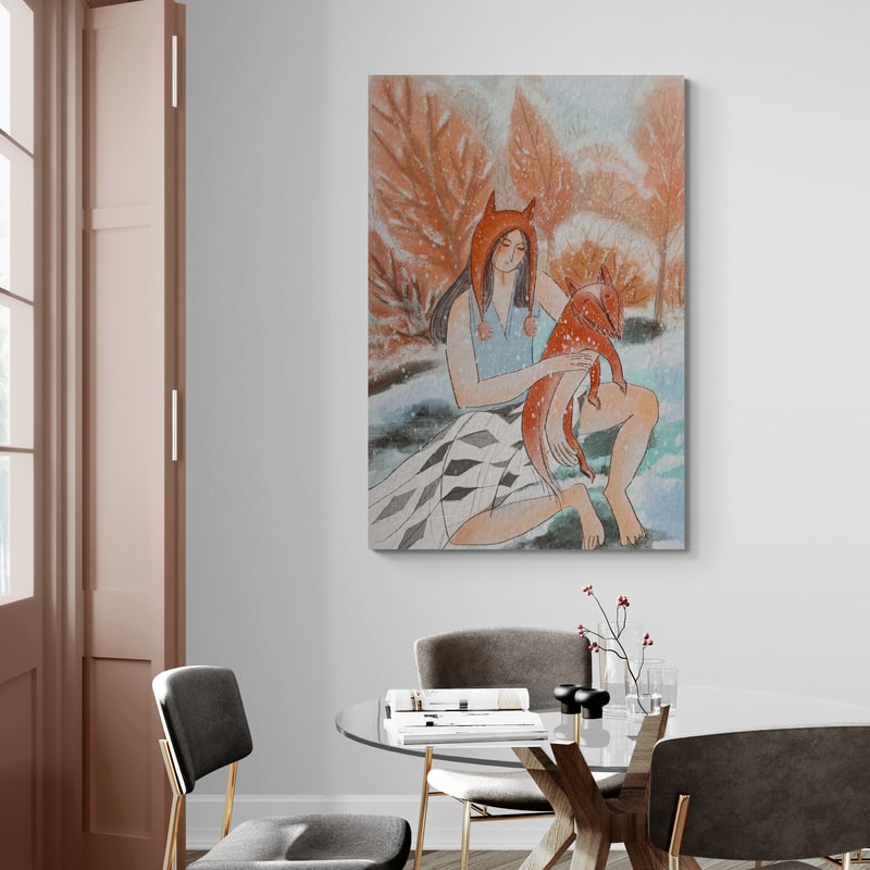 Winter Snow by Lisha Sun wall art in a living room