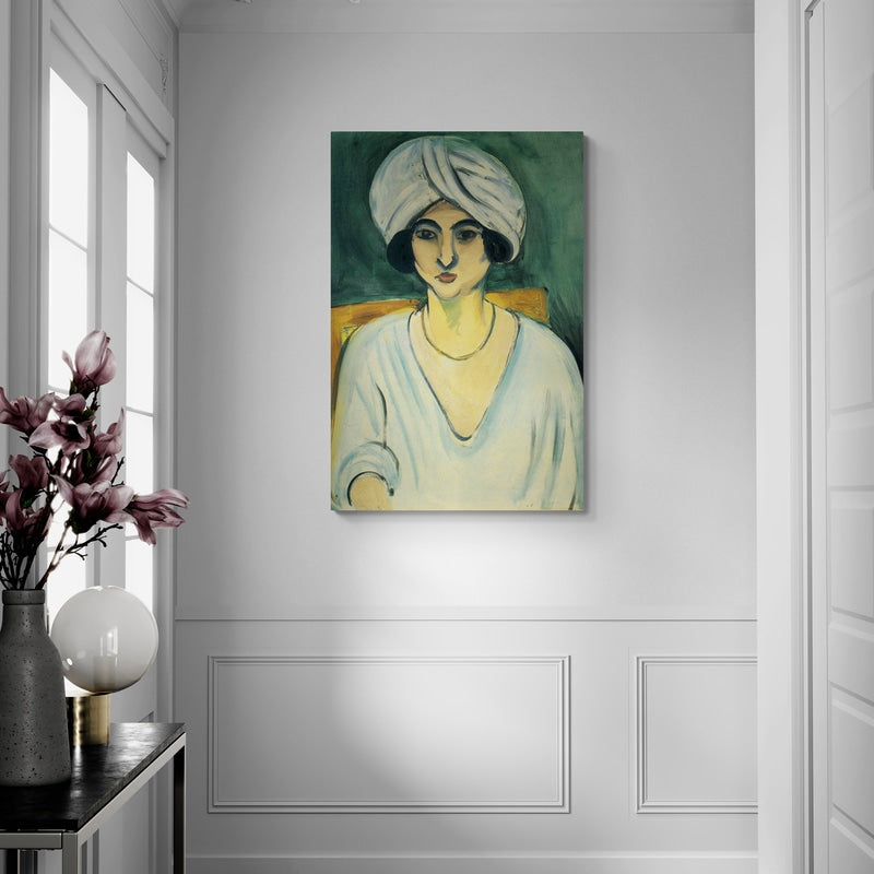 Woman in Turban (Lorette) by Henri Matisse wall art in a hallway