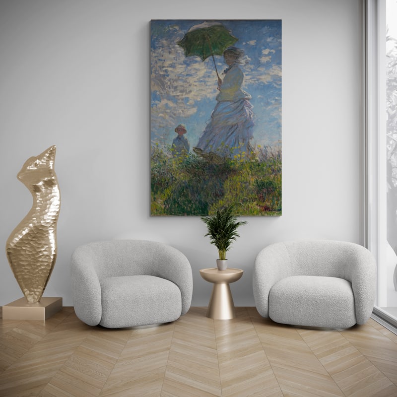 Woman With A Parasol - Madame Monet And Her Son 1875 by Claude Monet wall art from Glam Wall Art