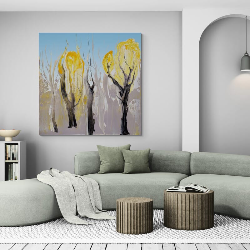 Yellow Clouds by Marina Strijakova wall art in a living room