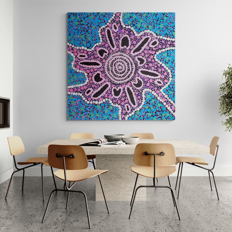 Yorgas Yarning by Julianne Wade wall art in a dining room